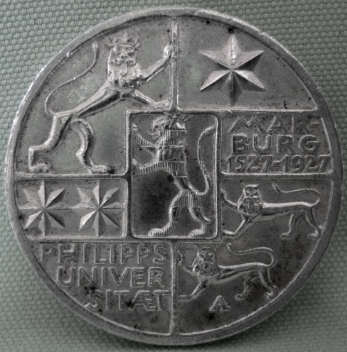  Weimar, 3 Mark 1927 A, Marburg, J 330   