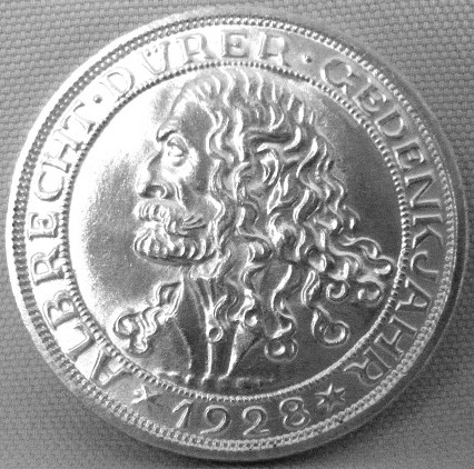  Weimar, 3 Mark 1928 D, Dürer, J 332   