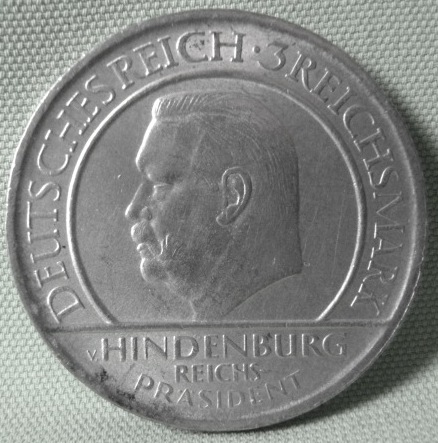  Weimar, 3 Mark 1929 A, Schwurhand, J 340   