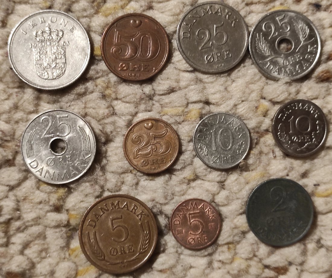  Set 63: Dänemark 11 verschiedene Münzen   