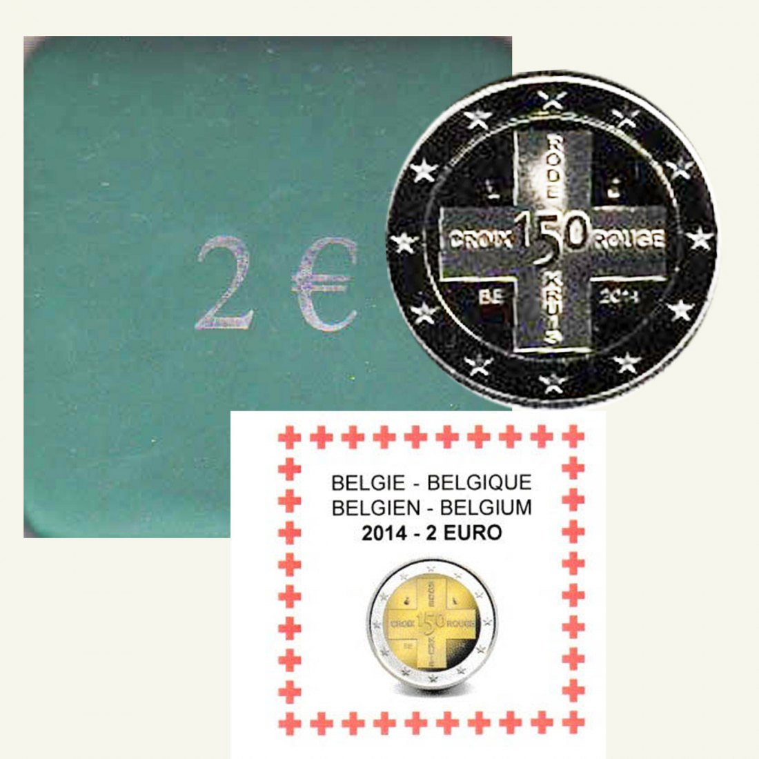  Offiz. 2-Euro-Münze Belgien *150 Jahre Rotes Kreuz* 2014 *PP* nur 12.500St   
