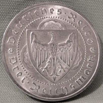  Weimar, 3 Mark 1930 F, Vogelweide, J 344   