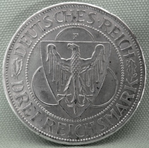  Weimar, 3 Mark 1930 F, Rheinlandräumung, J 345   