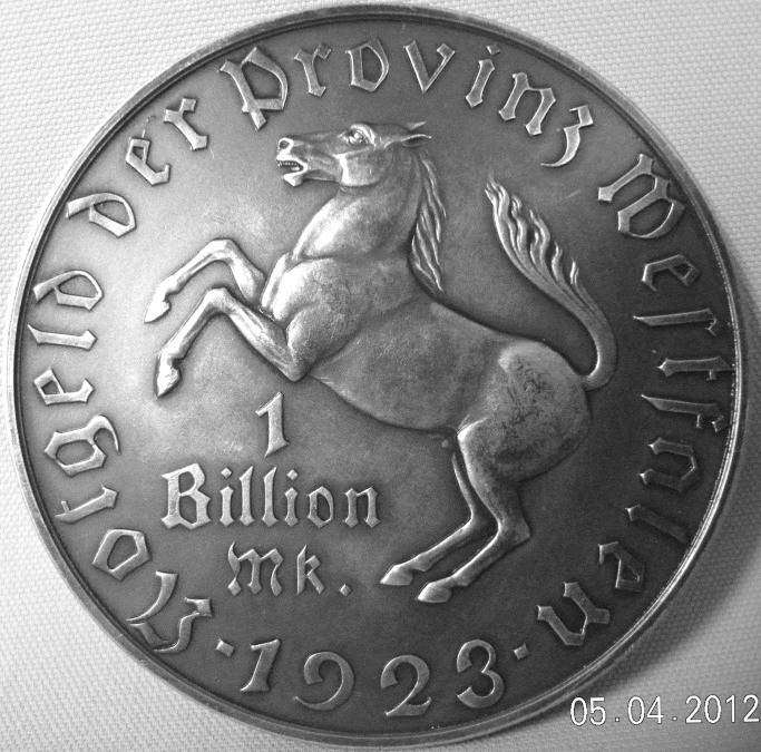  Westfalen, 1 Billion Mark 1923, Kupfer/Nickel/Zink versilbert, J N28   