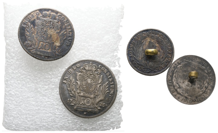  2 Knöpfe; 10 Kreuzer 1776 / 1775   