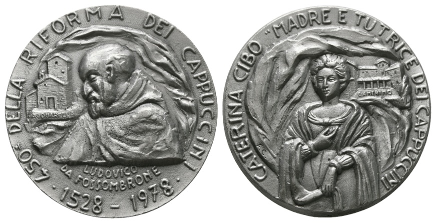  Guß-Medaillen 1978; 450 Jahre der Kapuzinerorden; versilbert; 42,56 g; Ø 49,5 mm   