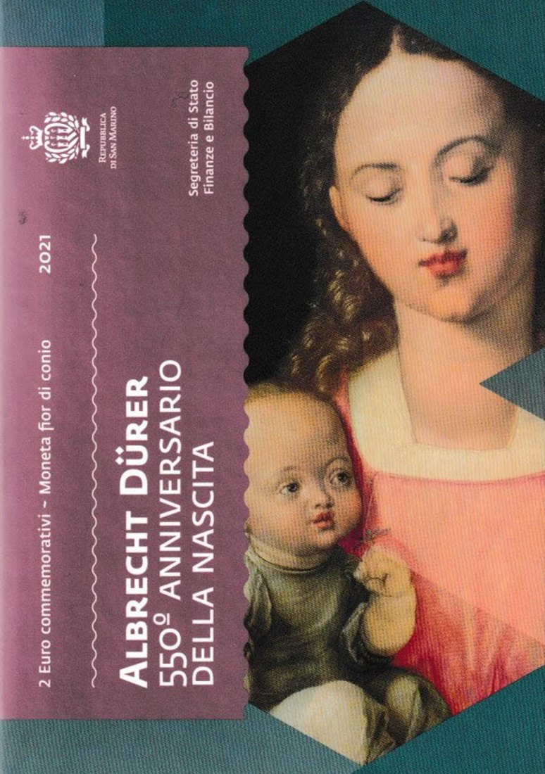  Offiz. 2-Euro-Sondermünze San Marino *550. Geburtstag von Albrecht Dürer* 2021 nur 53.000St!   