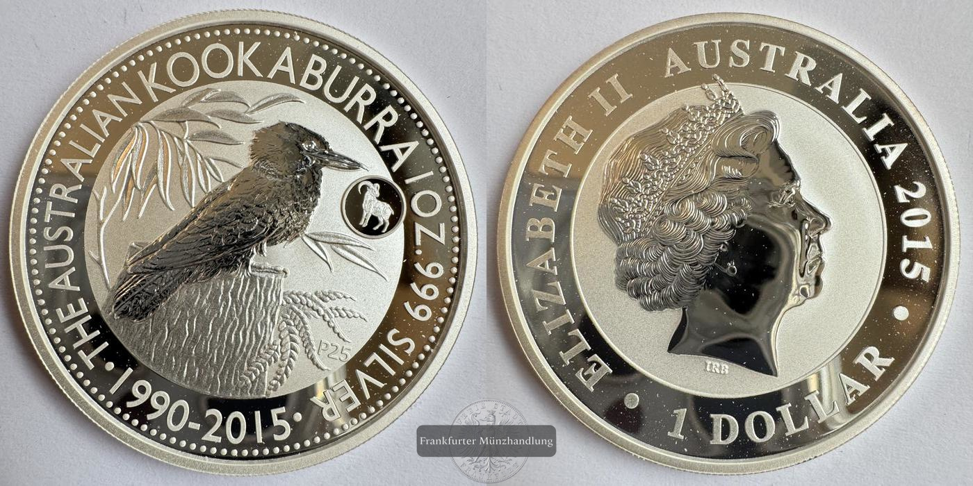  Australien 1 Dollar 2015  Kookaburra Goat-PRIVY FM-Frankfurt KM#3086 Feinsilber: 31,1g   