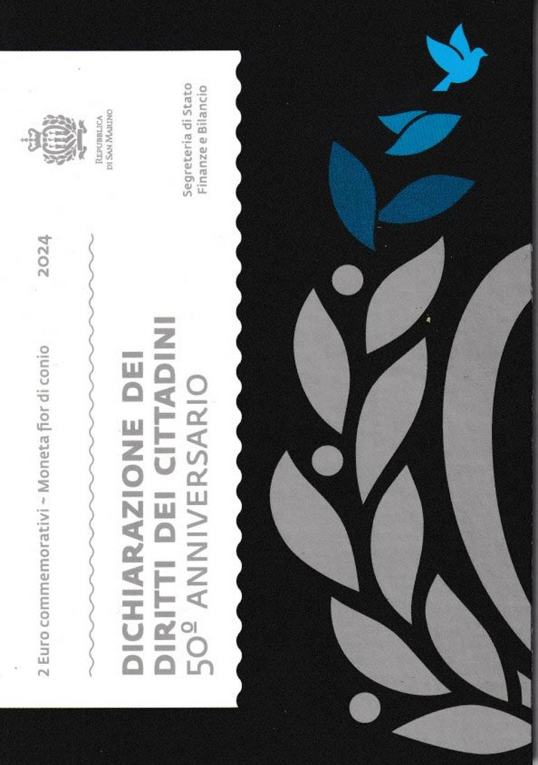  Offiz. 2-Euro-Sondermünze San Marino *Erklärung der Bürgerrechte* 2024 nur 56.000St!   