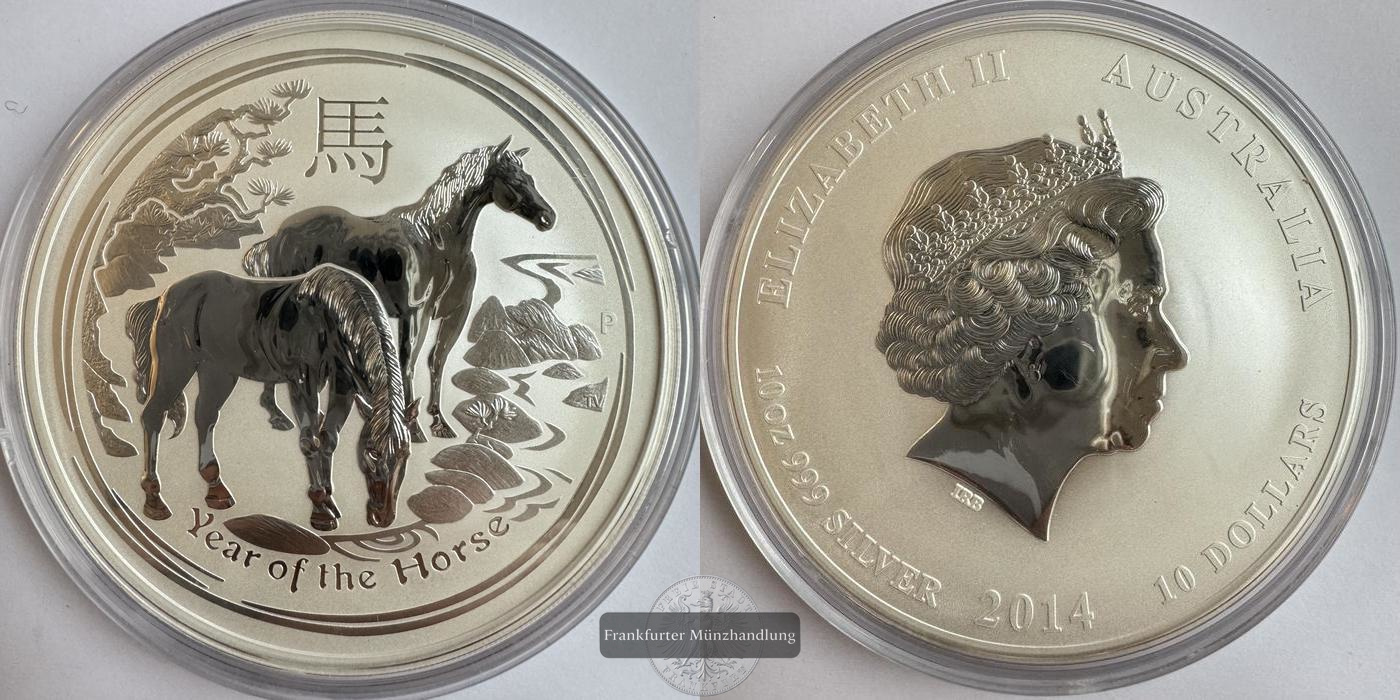  Australien 10 Dollars (Year of the Horse) 2014 FM-Frankfurt KM#2114 Feinsilber: 311g   
