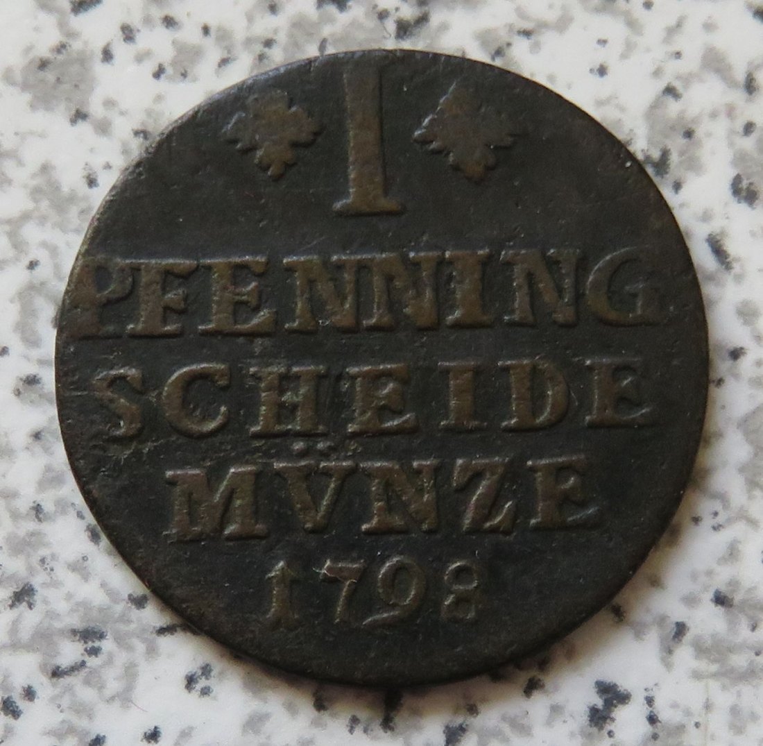  Braunschweig-Wolfenbüttel 1 Pfennig 1798, Belegstück   
