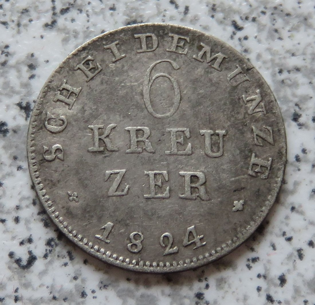  Hessen Darmstadt 6 Keuzer 1824   