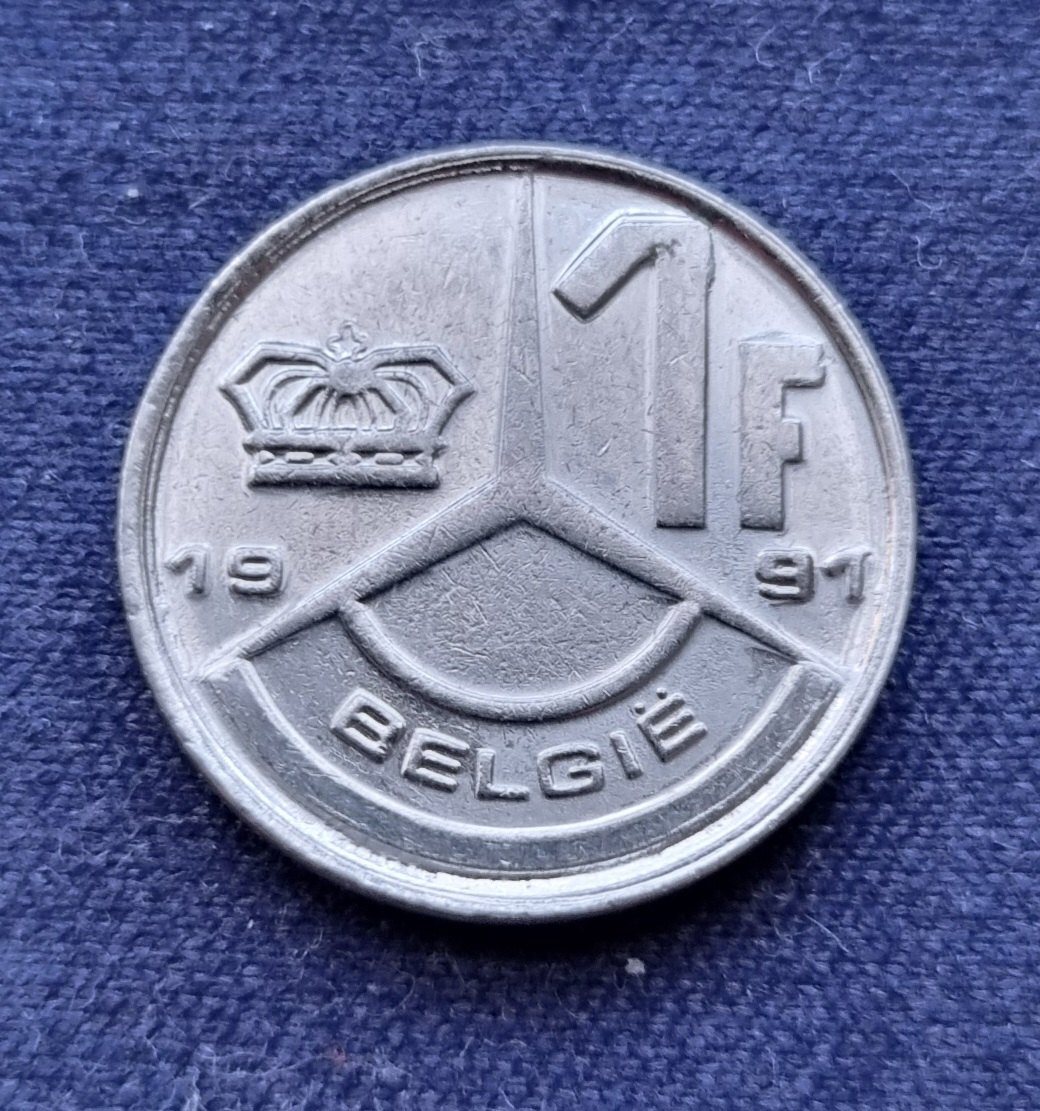  Belgien, 1 Franc, 1991, Dutch Text, Boudewijn I, Baudouin I,König Baudouin I,niederländisch   