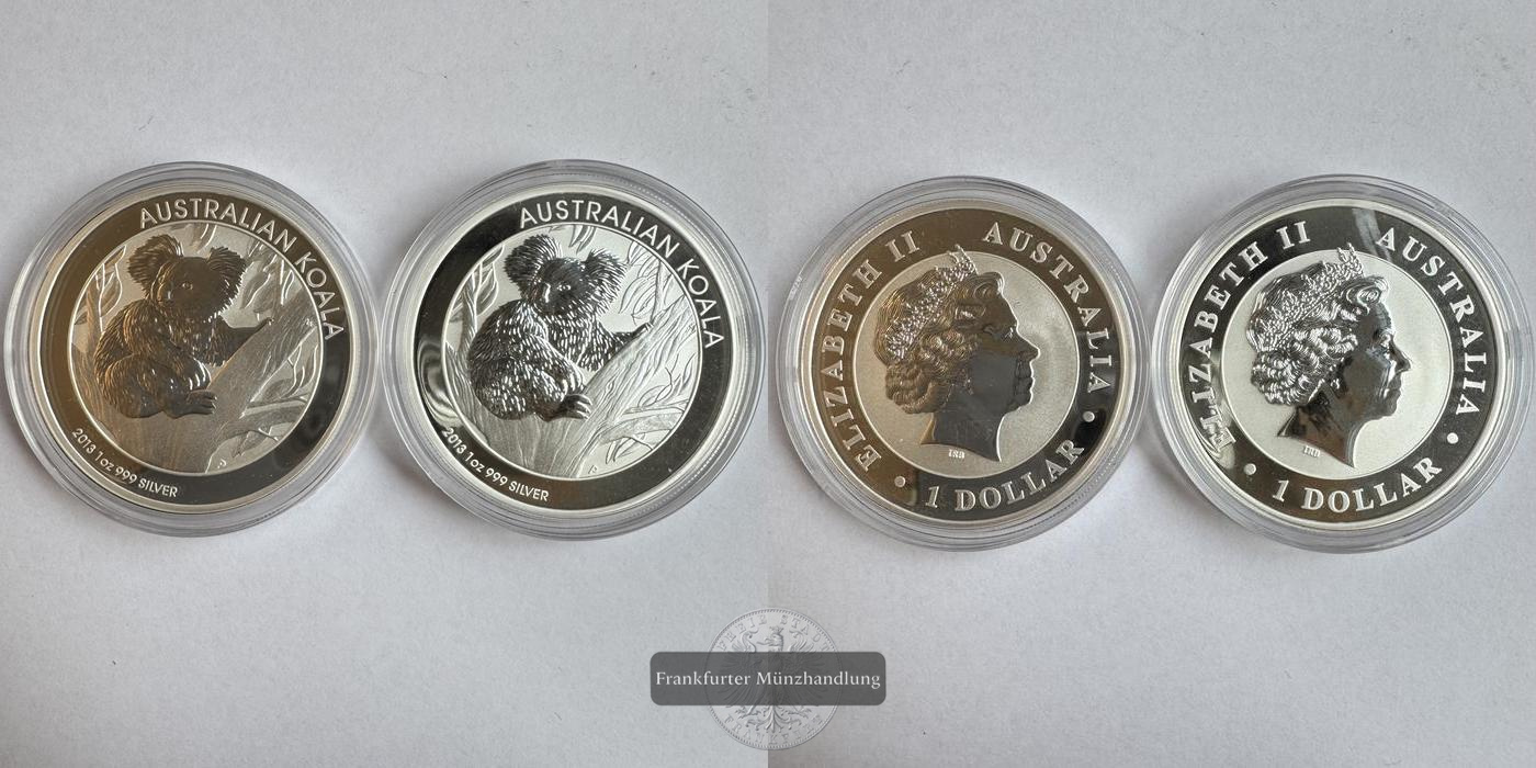  Australien 2 x 1 Dollar 2013 Koala FM-Frankfurt KM#1979 Feinsilber: 62,2g   