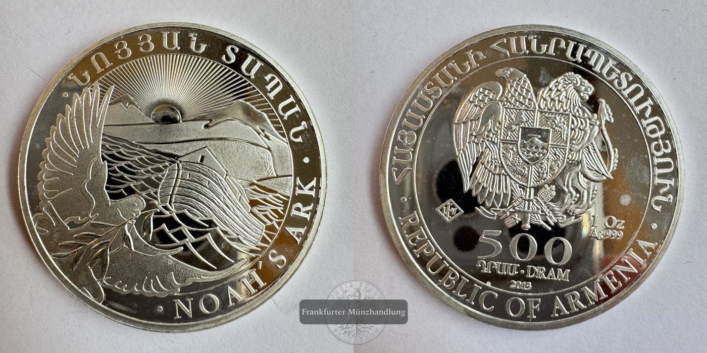  Armenien 500 Dram 2013 (2011-2025) Arche Noah FM-Frankfurt KM#196 Feinsilber: 31,1g   