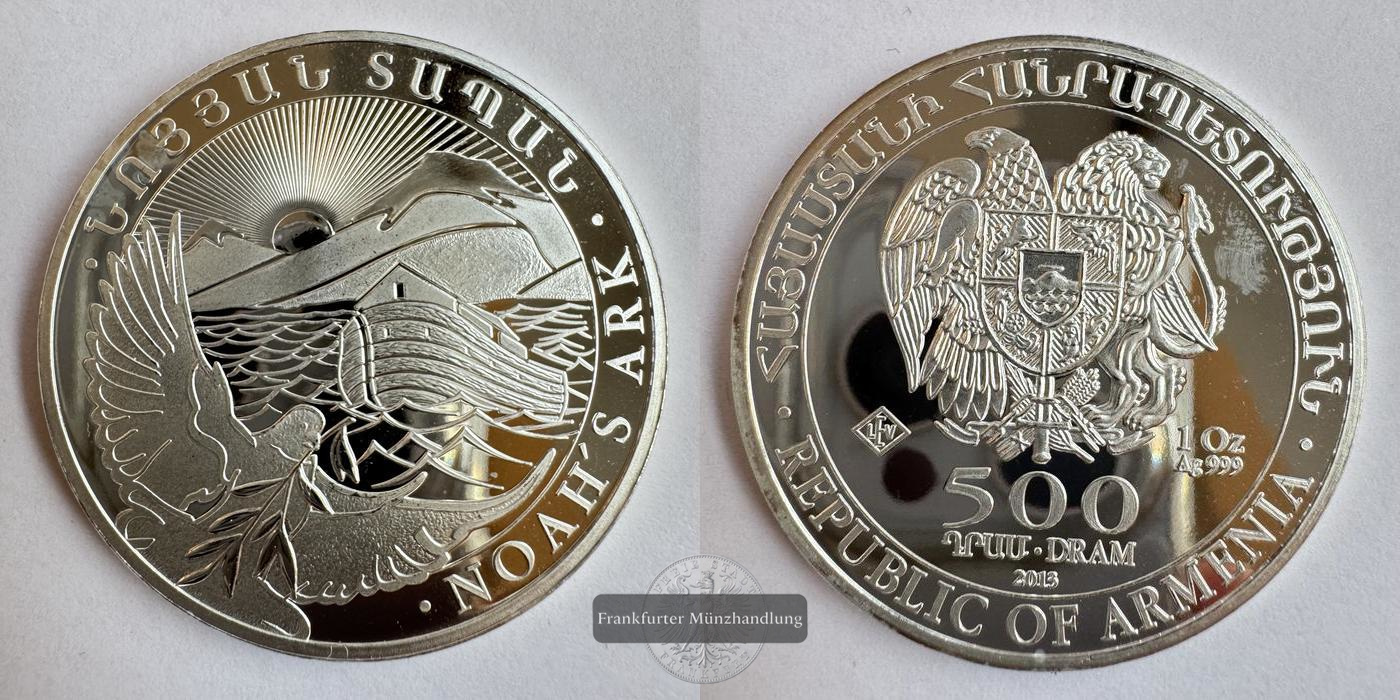  Armenien 500 Dram 2013 (2011-2025) Arche Noah FM-Frankfurt KM#196 Feinsilber: 31,1g   