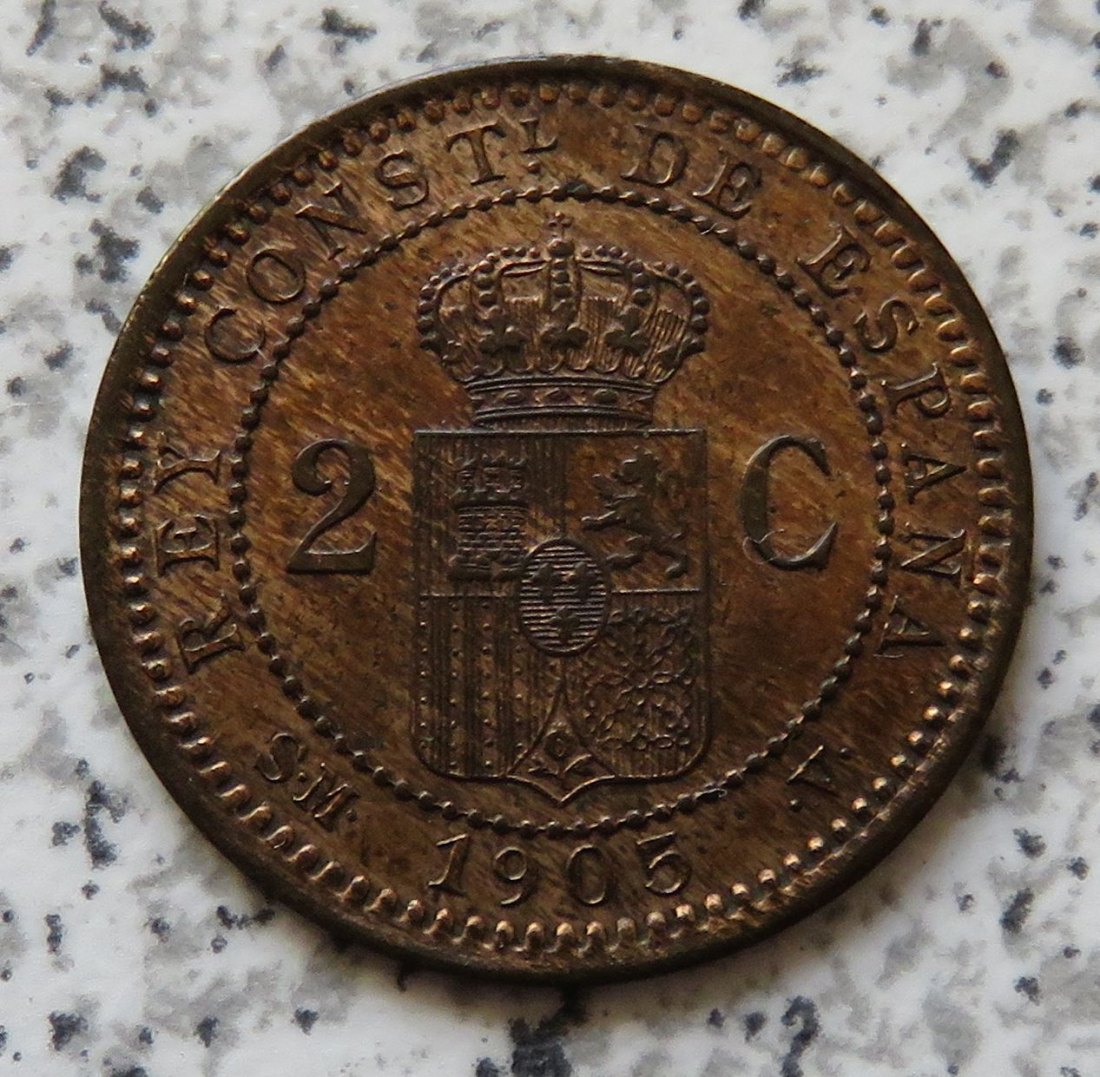  Spanien 2 Centimos 1905   