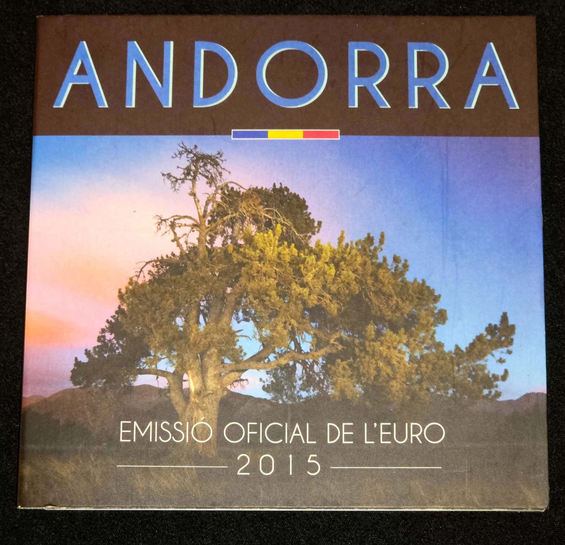  Andorra - EMISSIÓ OFICIAL DE L'EURO 2015 im Blister 3,88 Euro KMS Kursmünzensatz   