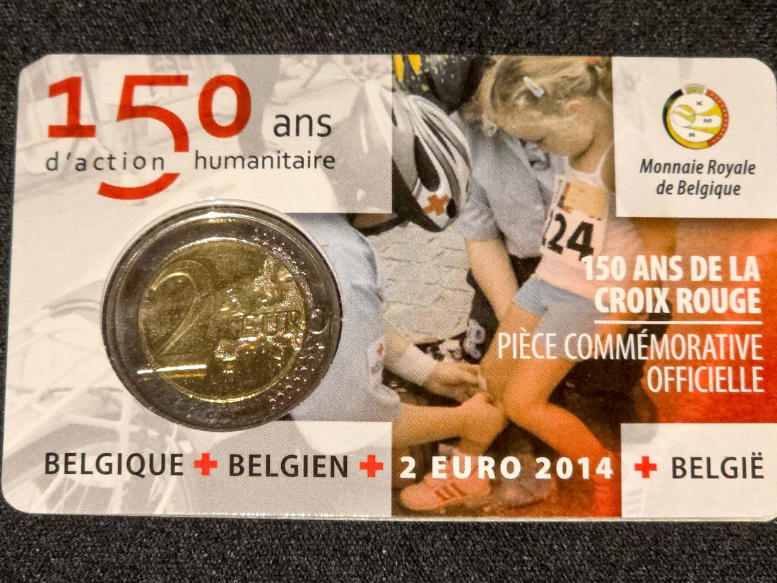  Belgien, 2Euro, Gedenkmünze 150 ANS DE LA CROIX ROUGE   