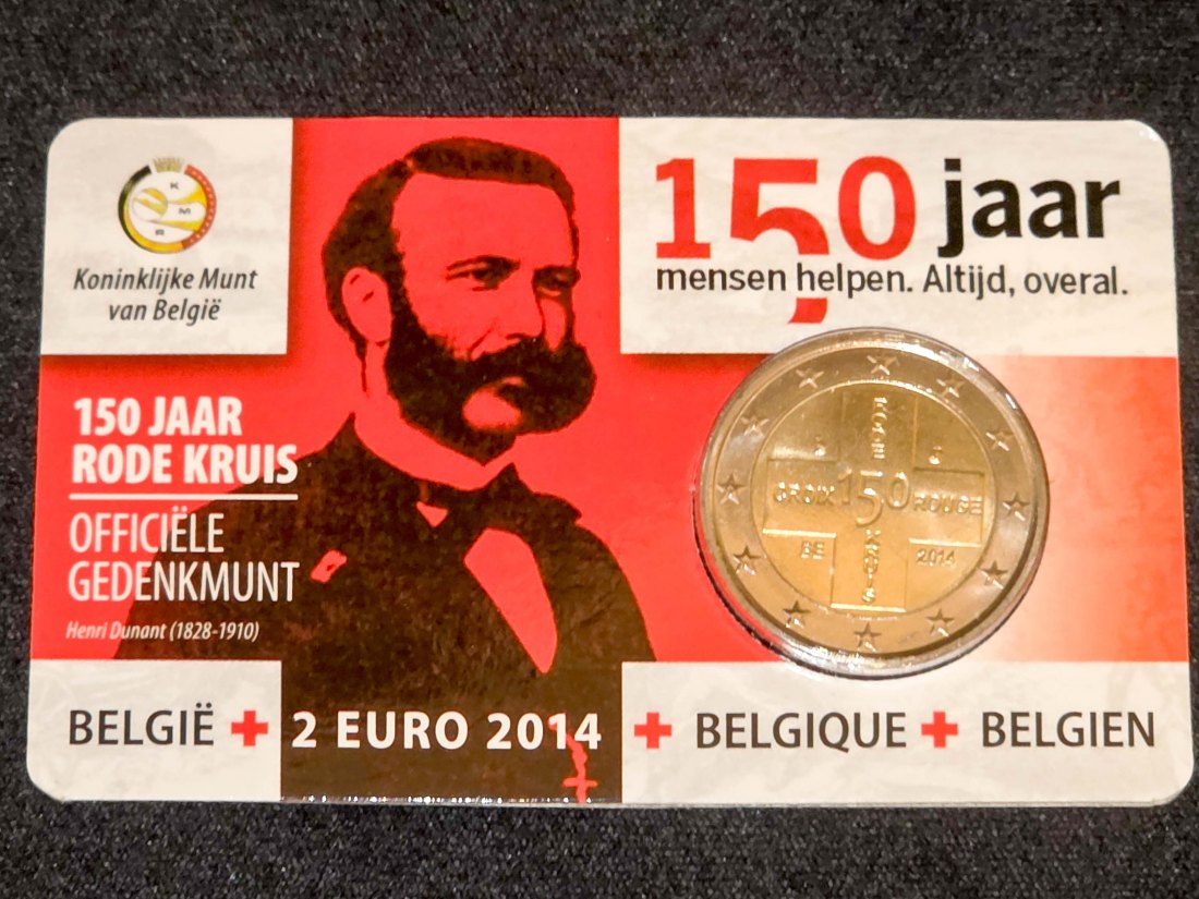  Belgien, 2Euro, Gedenkmünze 150 ANS DE LA CROIX ROUGE   