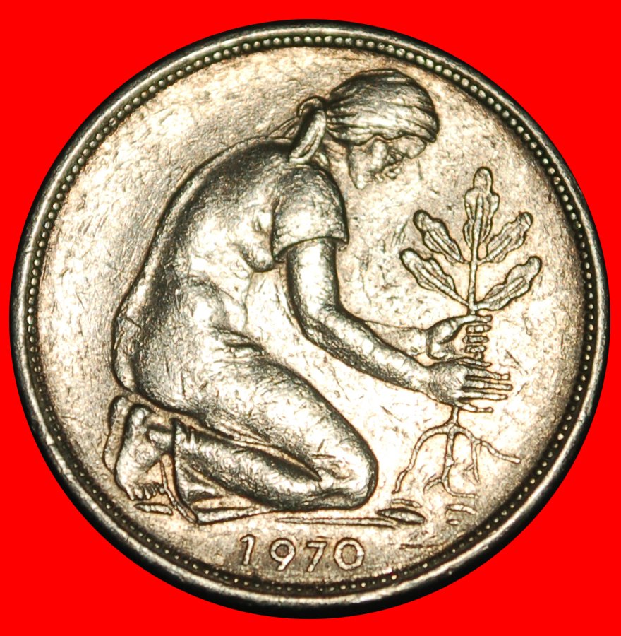  Ⰿ NOT COMMUNIST TYPE (1949-2001): GERMANY★50 PFENNIGS 1970J HAMBURG! I1 C r★LOW START! ★ NO RESERVE!   