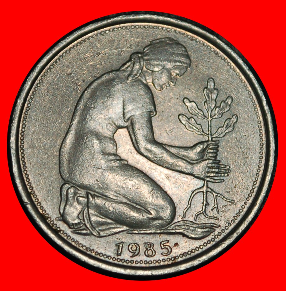  Ⰿ NOT COMMUNIST TYPE (1949-2001): GERMANY★50 PFENNIGS 1985J HAMBURG★III E p★LOW START! ★ NO RESERVE!   