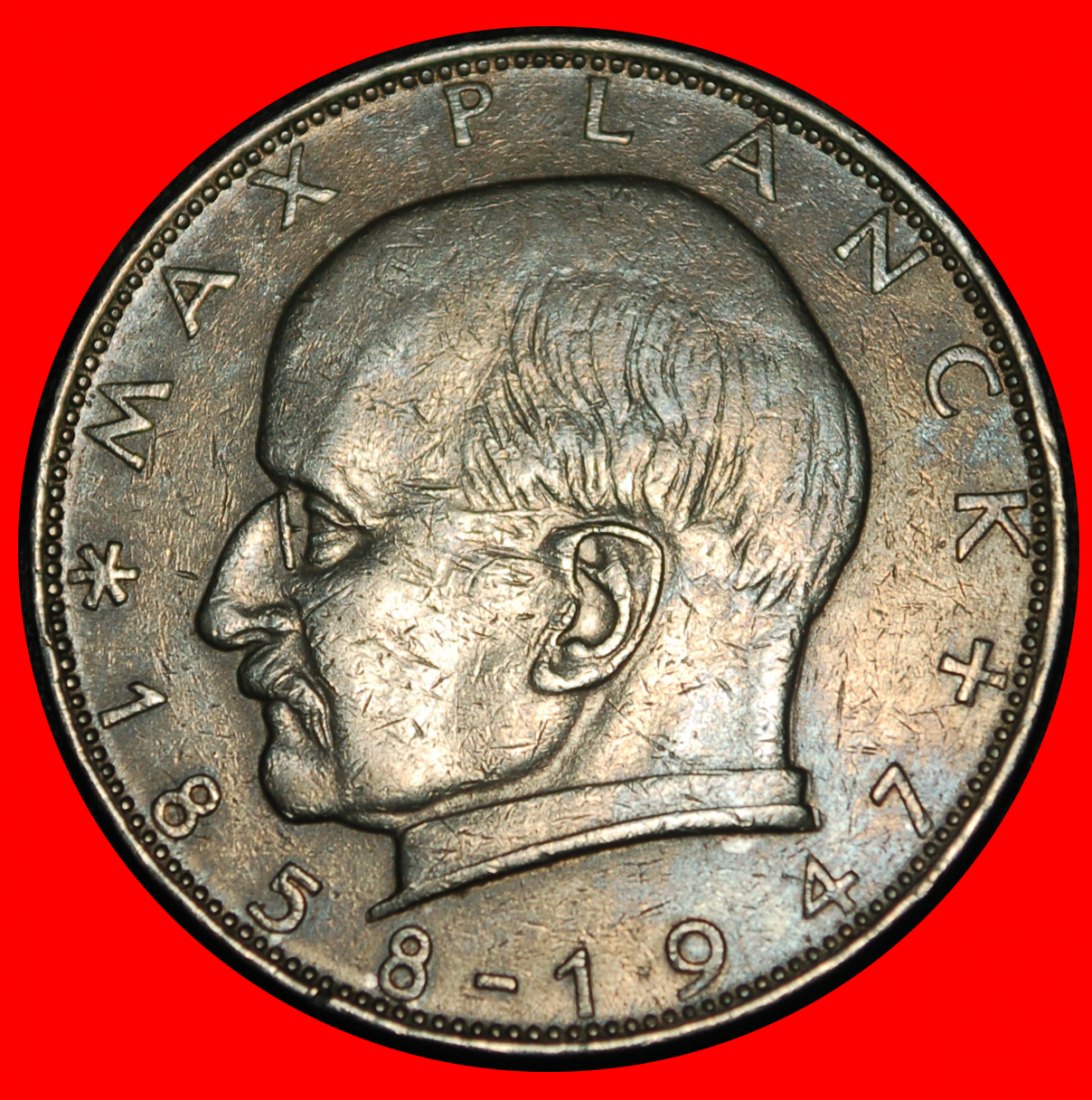  Ⰿ NOBEL PRIZE LAUREATE 1918: GERMANY ★ 2 MARKS 1958J MAX PLANCK (1858-1947)★LOW START! ★ NO RESERVE!   