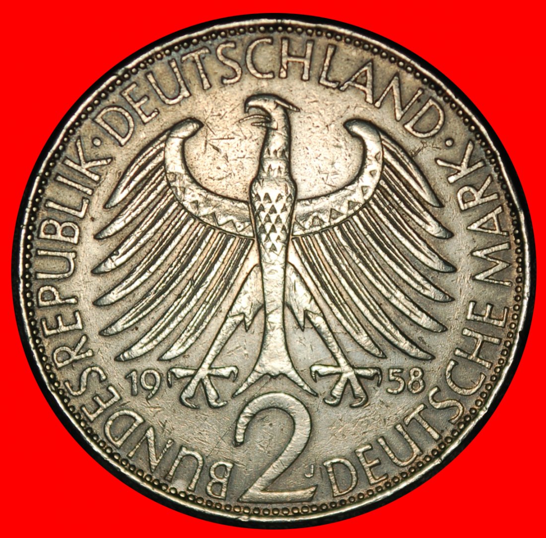  Ⰿ NOBEL PRIZE LAUREATE 1918: GERMANY ★ 2 MARKS 1958J MAX PLANCK (1858-1947)★LOW START! ★ NO RESERVE!   