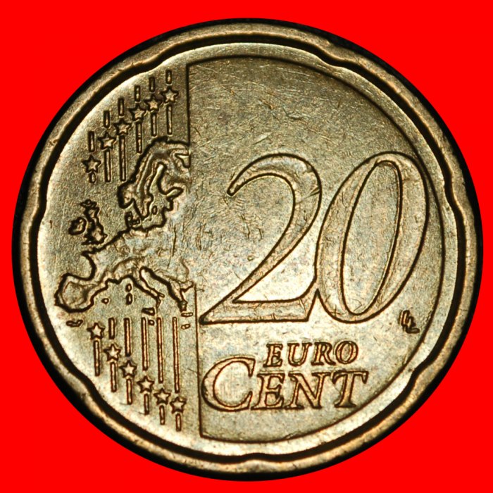  Ⰿ NORDIC GOLD (2002-2025): GERMANY★20 EURO CENTS 2007D BAVARIA SPANISH ROSE★LOW START! ★ NO RESERVE!   