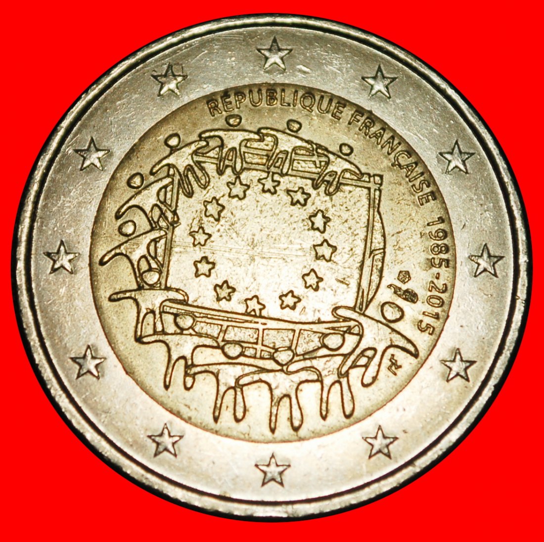  Ⰿ FLAG GREECE: FRANCE ★ 2 EUROS 1985-2015 I r1! NON-PHALLIC TYPE 2007-2025!★LOW START! ★ NO RESERVE!   