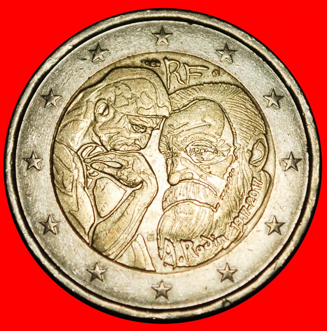  Ⰿ THINKER 1840-1917: FRANCE ★ 2 EUROS 2017 I r1! NON-PHALLIC 2007-2025!★LOW START! ★ NO RESERVE!   