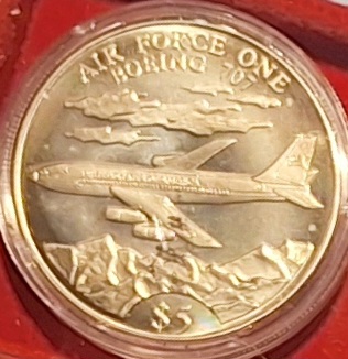  Liberia, 5 Dollar, 2000 Gedenkmünze Air Force One (Boeing 707) gekapselt   