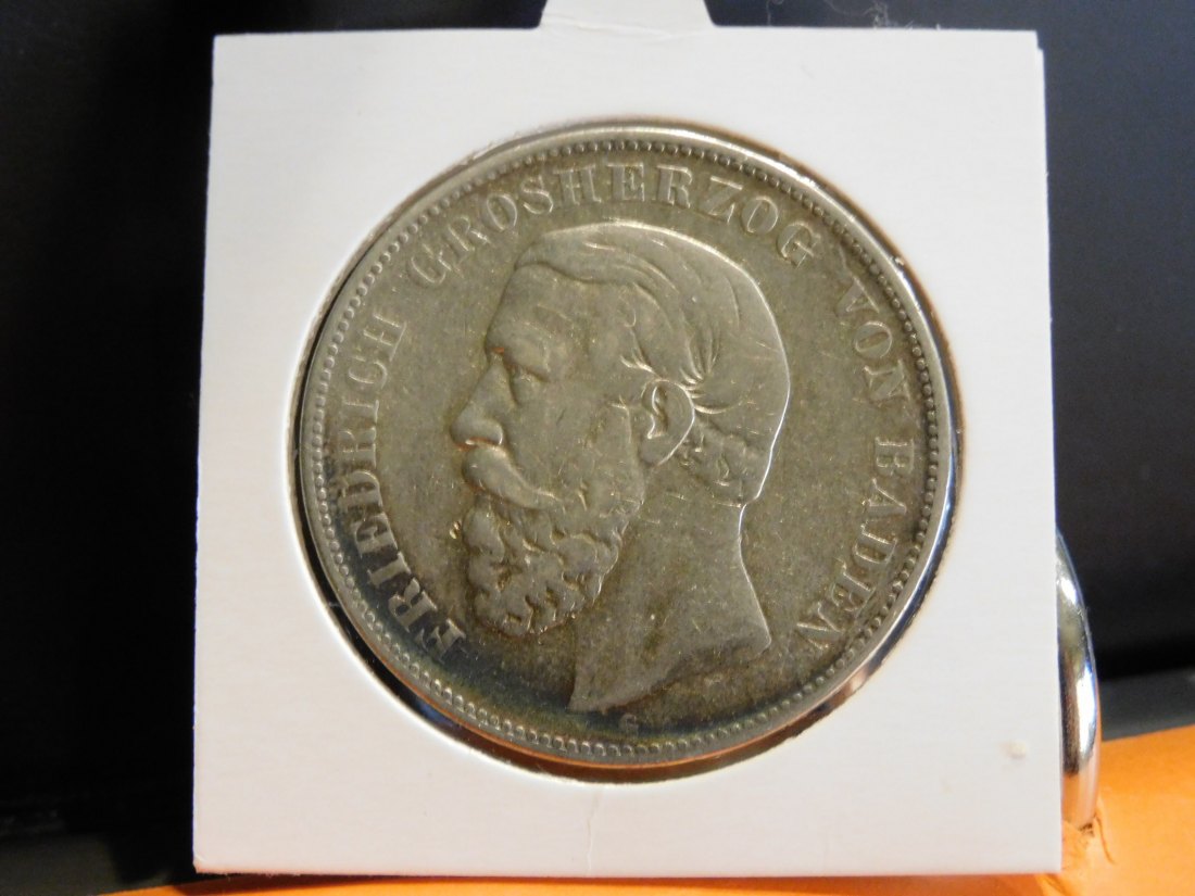  GERMANY 5 MARK 1875 BADEN.GRADE-PLEASE SEE PHOTOS.   