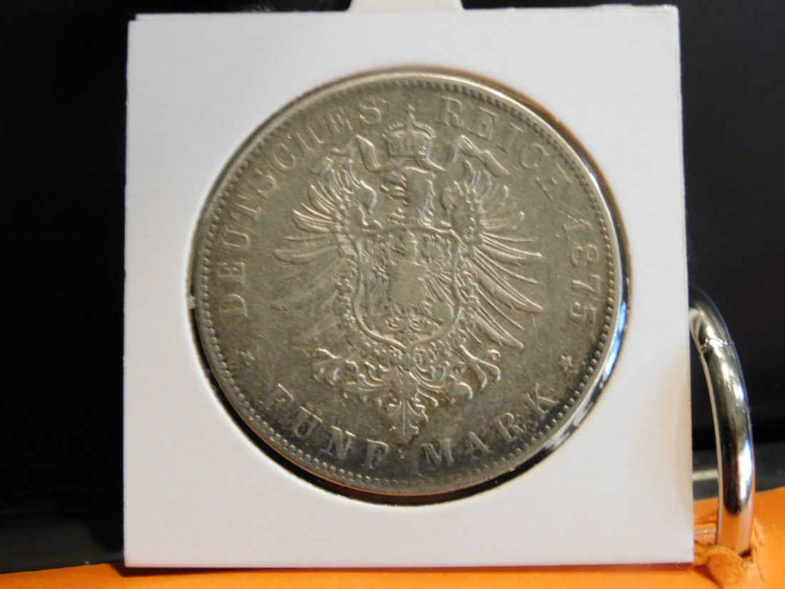  GERMANY 5 MARK 1875 BADEN.GRADE-PLEASE SEE PHOTOS.   