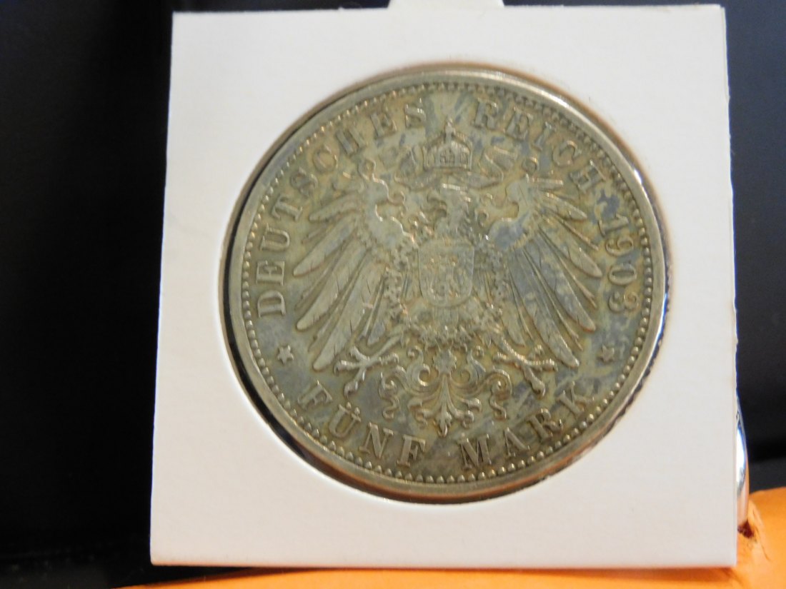  GERMANY 5 MARK 1908 BADEN.GRADE-PLEASE SEE PHOTOS.   