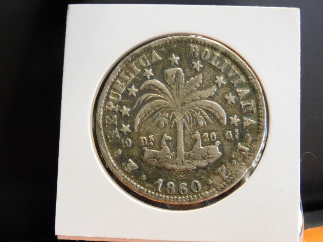  BOLIVIA 8 SOLES 1860.GRADE-PLEASE SEE PHOTOS.   