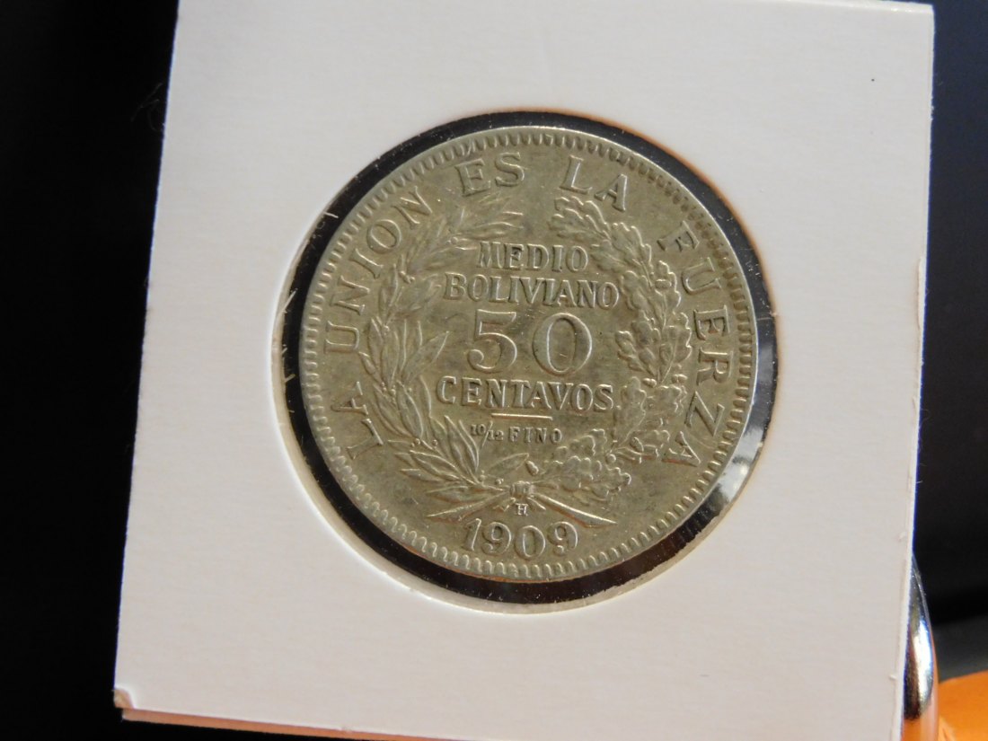  BOLIVIA 50 CENTAVOS 1909.GRADE-PLEASE SEE PHOTOS.   