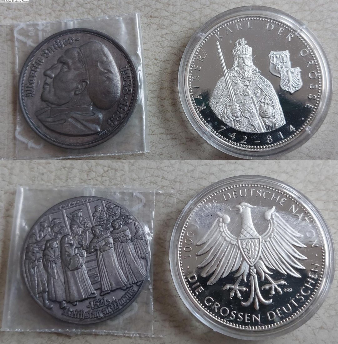  3 Deutsche Silbermedaillen 47,7g Raugewicht, 42,7g Feingewicht   