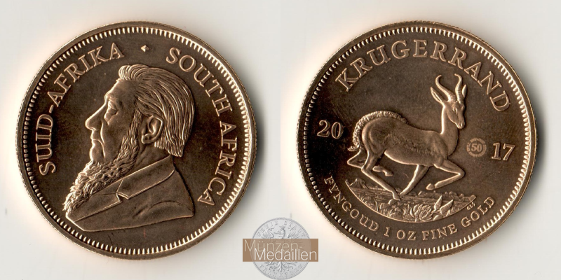 Süd Afrika, Republik seit 1961. MM-Frankfurt Feingold: 31,1g Krügerrand 2017 
