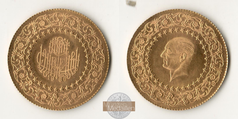 Türkei MM-Frankfurt Feingold: 3,21g 50 Kurush 1970 