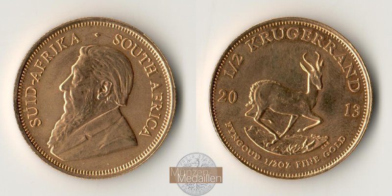 Süd-Afrika  1/2 Unze MM-Frankfurt Feingold: 15,55g Krügerrand 2013 