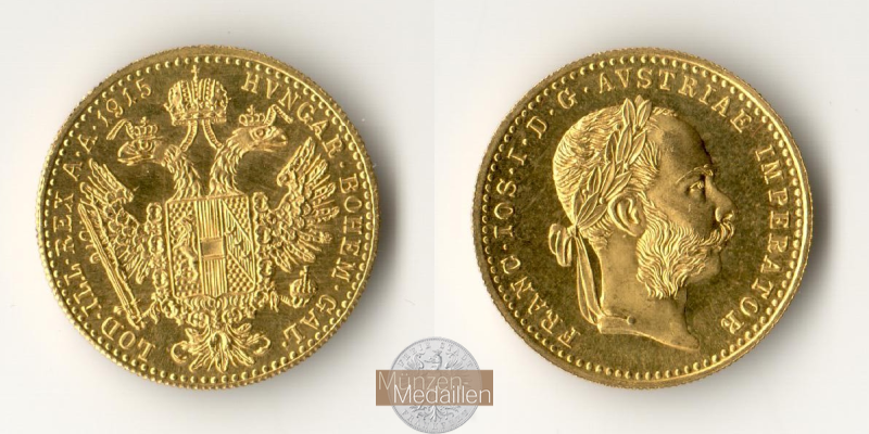 Österreich-Ungarn, Franz Joseph I. MM-Frankfurt Feingold: 3,44g Dukat 1915 