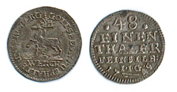  SZAIVERT ALTDEUTSCHLAND KLEINMÜNZEN STOLBERG 1/48 Taler 1745   