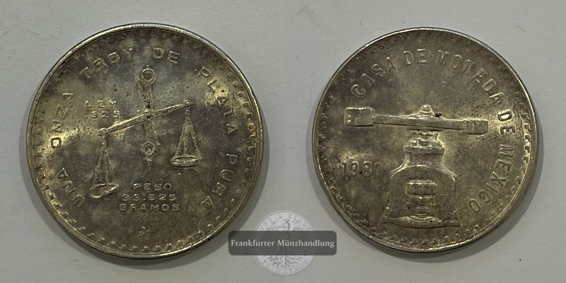  Mexico 1 Onza Casa De Moneda De Mexiko 1980 KM#Pn216 FM-Frankfurt Feinsilber: 31,1g   