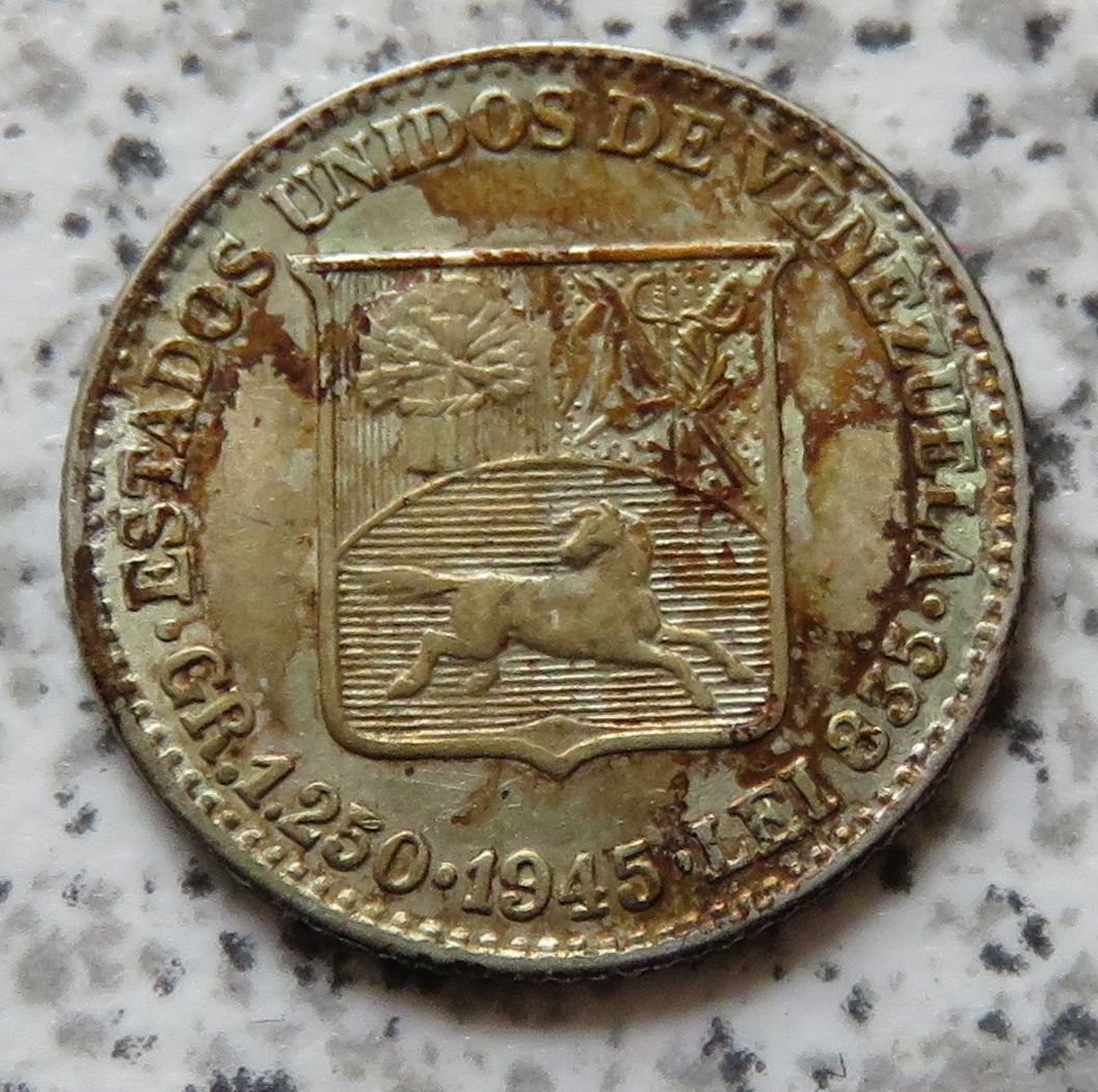  Venezuela GR. 1.250 1945 / Venezuela 1/4 Bolivar 1945   
