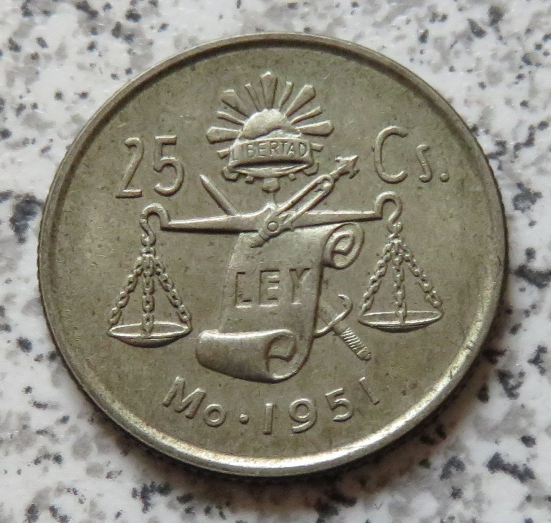  Mexiko 25 Centavos 1951, Silber   