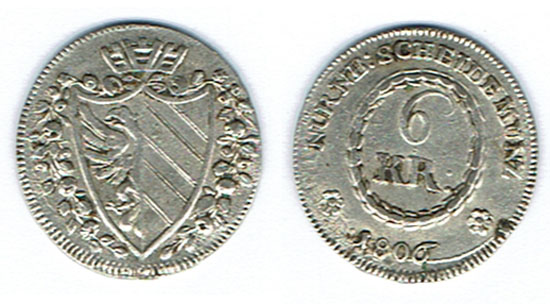  SZAIVERT ALTDEUTSCHLAND KLEINMÜNZEN NÜRNBERG 6 KREUZER 1806   