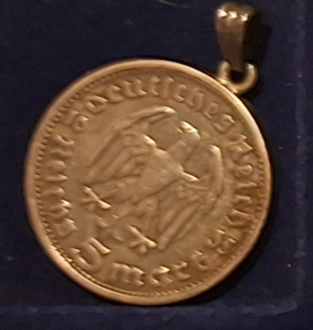 Deutsches Reich.  5 Reichsmark. 1935 Silber gehänkelt   