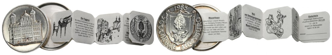  Schraubmedaille 1985; 2000 Jahre Augsburg, unedel, Ø 42,2 mm   