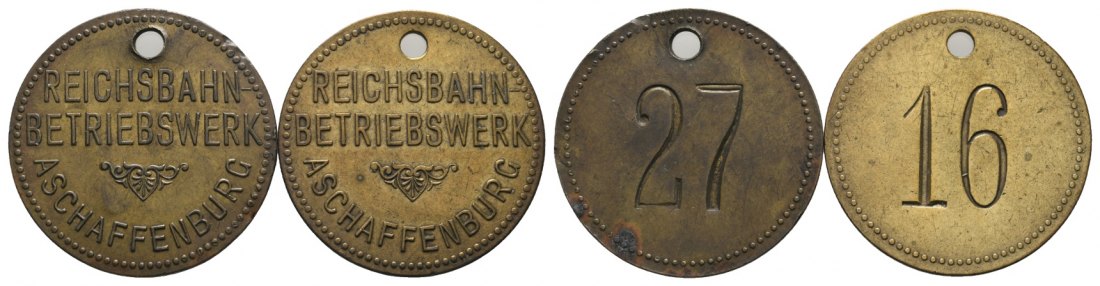  Bayern, Aschaffenburg Reichsbahn-Betriebswerk, 2 Marken (27/16); Menzel -   